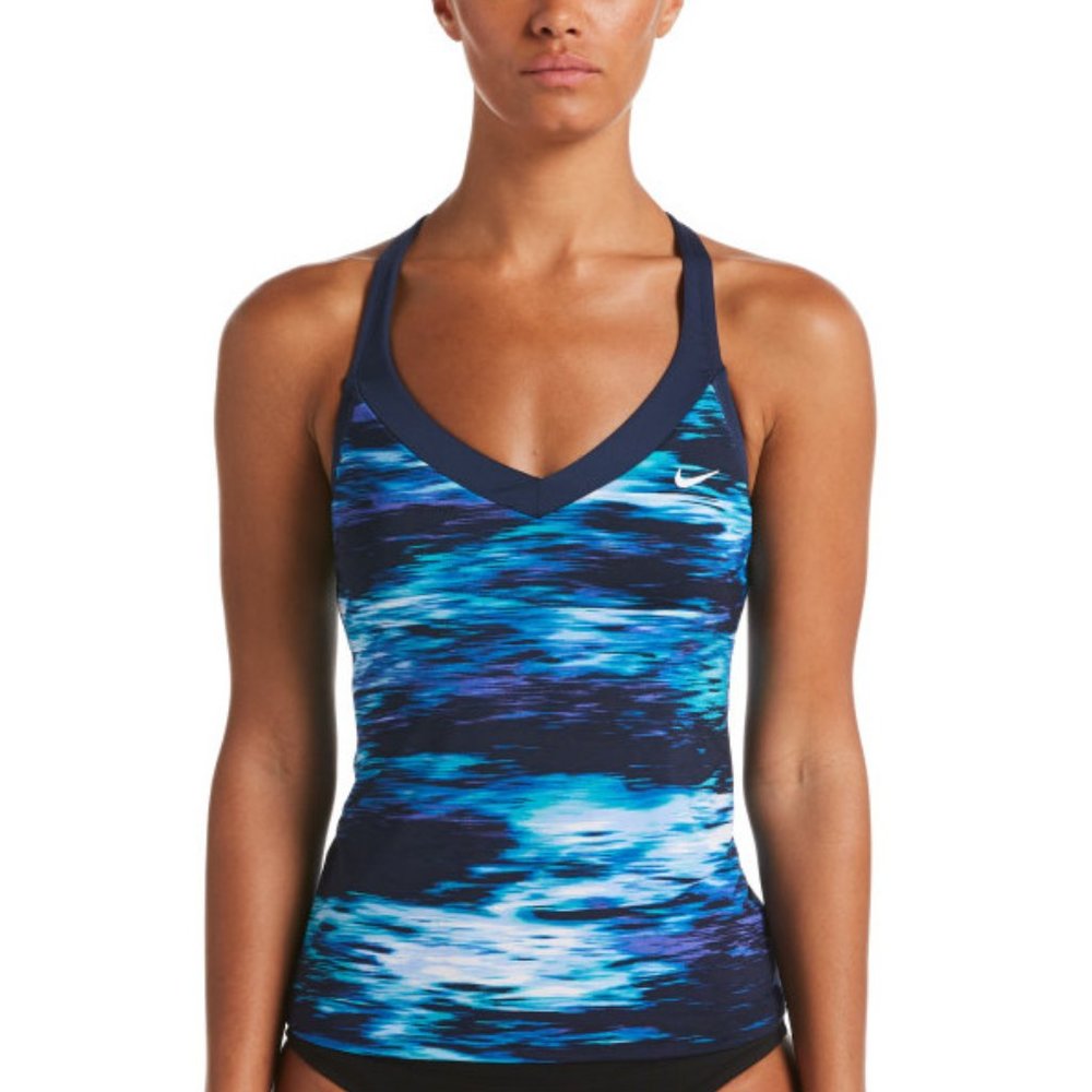 NEW NIKE SWIM BLUE V-NECK TANKINI TOP SIZE SMALL - NEW W/ TAG